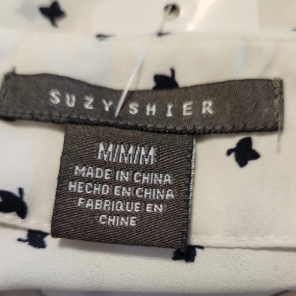 Suzy Shier Boxy White and Blue Long Sleeve Blouse - Picture 11 of 11